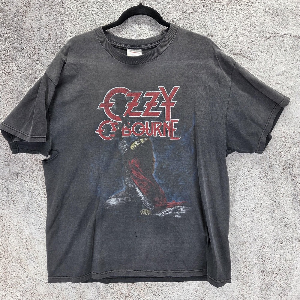 Vintage Ozzy Osbourne Shirt Mens XL Gray Blizzard Of Ozz Graphic Band Tee 90s